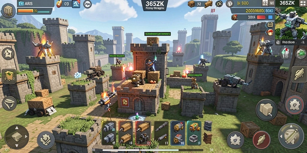 Tampilan gameplay seru di permainan Tower Defense 365ZK.
