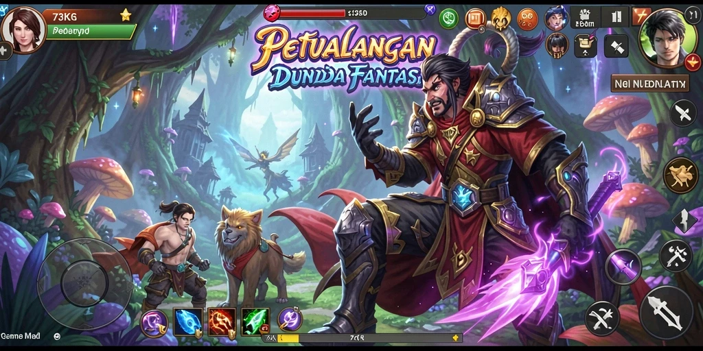 Tampilan gameplay seru dalam dunia petualangan 73K.