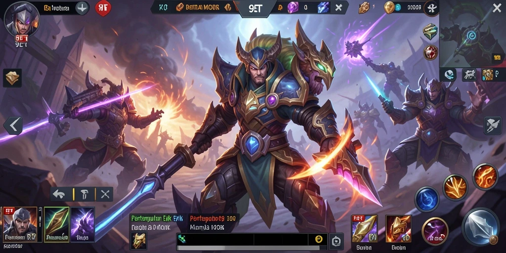 Tampilan seru gameplay MOBA di 9ET dengan pertempuran intens.