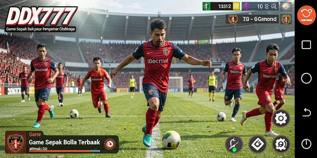 Tampilan gameplay mendebarkan dari aplikasi sepak bola IDX777.