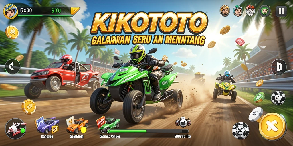 Tampilan gameplay seru dari KIKOTOTO dengan balapan mendebarkan.