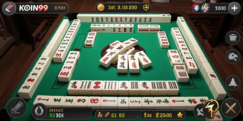 Tampilan screenshot KOIN99 menunjukkan keseruan gameplay Mahjong yang menawan.