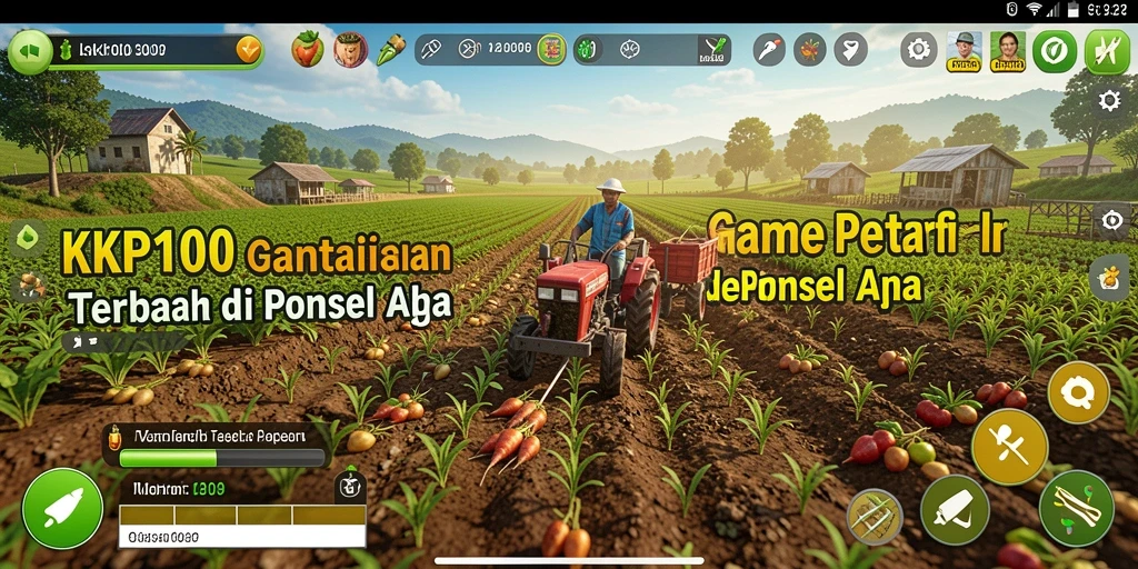 Gameplay KPK100 yang menarik saat bertani di ladang hijau.