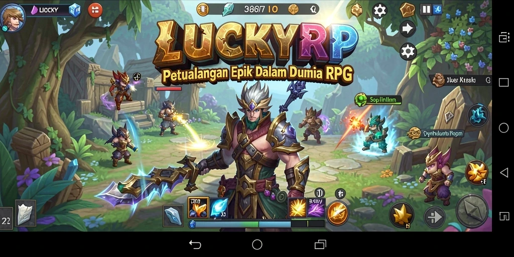 Screenshot dari gameplay RPG LUCKYRP yang menampilkan pertarungan epik.