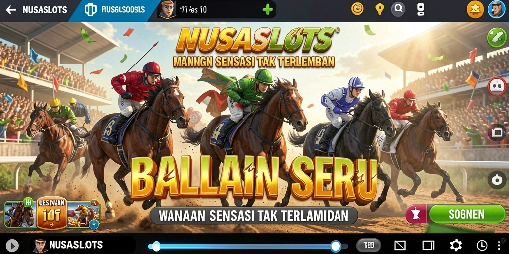 Tangkapan layar gameplay NUSASLOTS yang penuh aksi dan balapan seru.