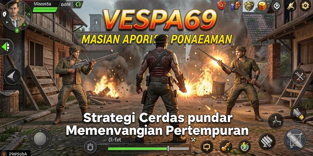 Screenshot gameplay VESPA69 dengan pertempuran strategi yang mendebarkan.