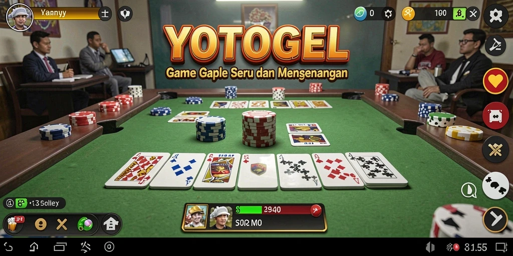 Screenshot YOTOGEL menampilkan serunya bermain Gaple dengan teman.